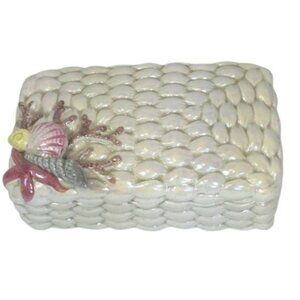 Enesco Lusterware Dresser Trinket Box Shell Design